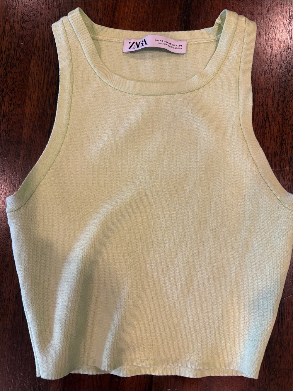 Zara Light Lime Ribbed Crop Tank